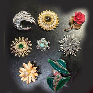 8 Glorious Vintage Brooches of various designs - each $33